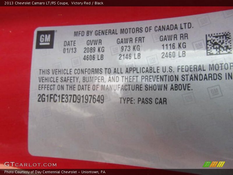 Victory Red / Black 2013 Chevrolet Camaro LT/RS Coupe