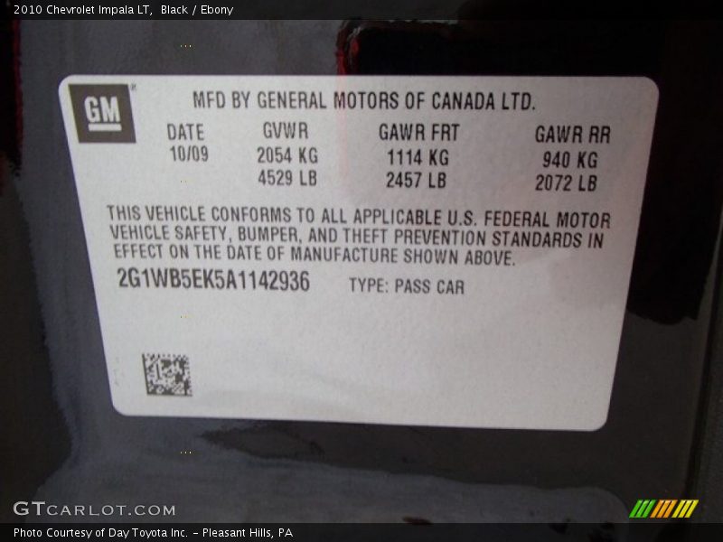 Black / Ebony 2010 Chevrolet Impala LT