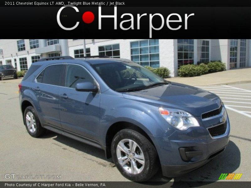 Twilight Blue Metallic / Jet Black 2011 Chevrolet Equinox LT AWD