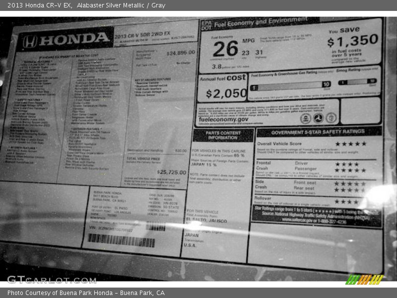 Alabaster Silver Metallic / Gray 2013 Honda CR-V EX