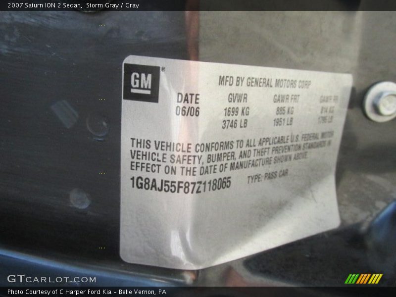 Storm Gray / Gray 2007 Saturn ION 2 Sedan