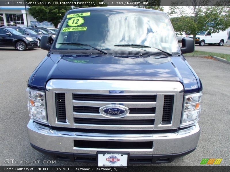 Dark Blue Pearl / Medium Flint 2012 Ford E Series Van E350 XL Extended Passenger