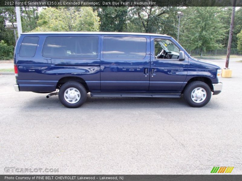 Dark Blue Pearl / Medium Flint 2012 Ford E Series Van E350 XL Extended Passenger