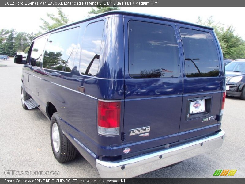 Dark Blue Pearl / Medium Flint 2012 Ford E Series Van E350 XL Extended Passenger