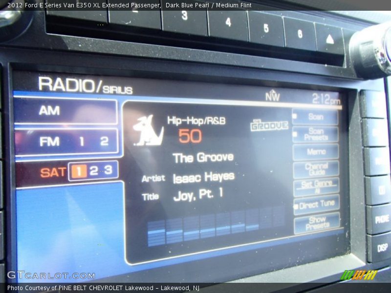 Dark Blue Pearl / Medium Flint 2012 Ford E Series Van E350 XL Extended Passenger