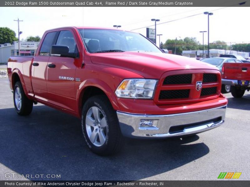Flame Red / Dark Slate Gray/Medium Graystone 2012 Dodge Ram 1500 Outdoorsman Quad Cab 4x4