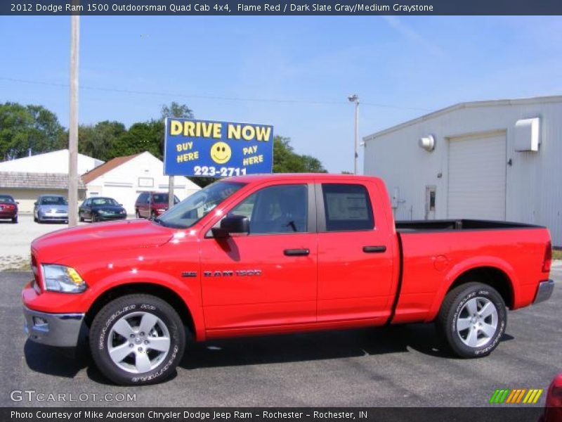 Flame Red / Dark Slate Gray/Medium Graystone 2012 Dodge Ram 1500 Outdoorsman Quad Cab 4x4