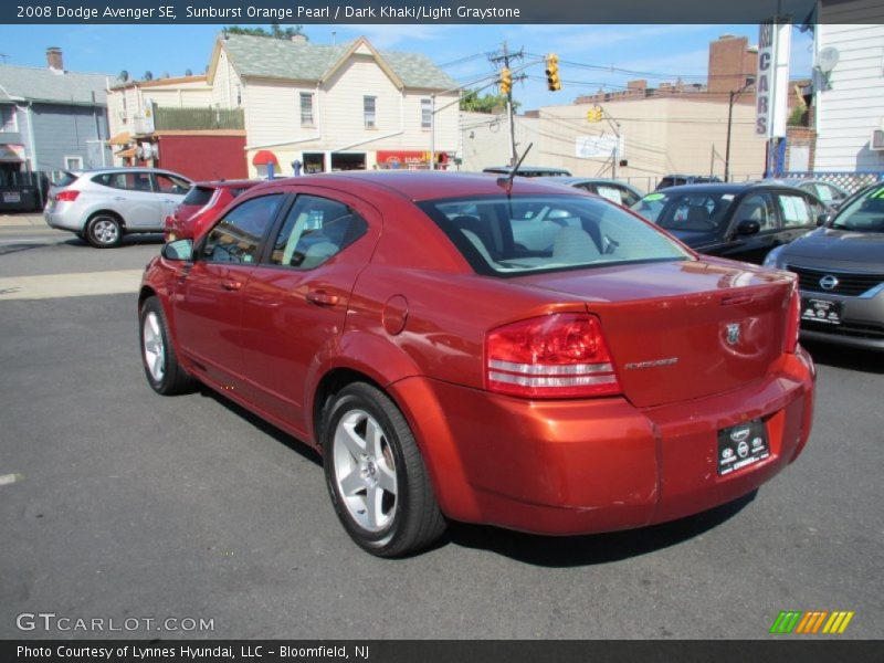 Sunburst Orange Pearl / Dark Khaki/Light Graystone 2008 Dodge Avenger SE