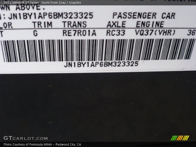 Storm Front Gray / Graphite 2011 Infiniti M 37 Sedan