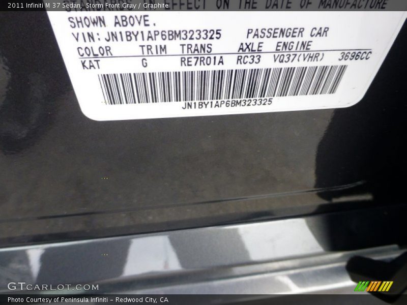 Storm Front Gray / Graphite 2011 Infiniti M 37 Sedan