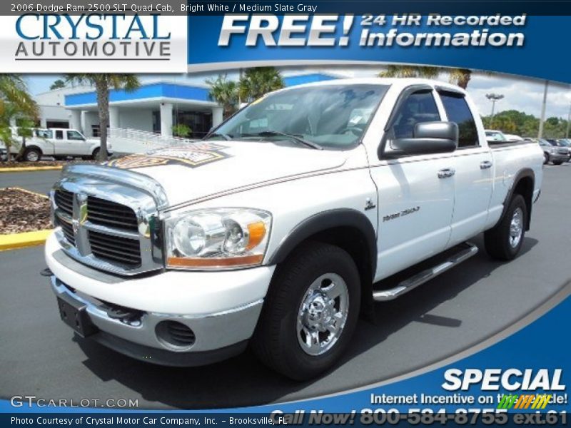 Bright White / Medium Slate Gray 2006 Dodge Ram 2500 SLT Quad Cab