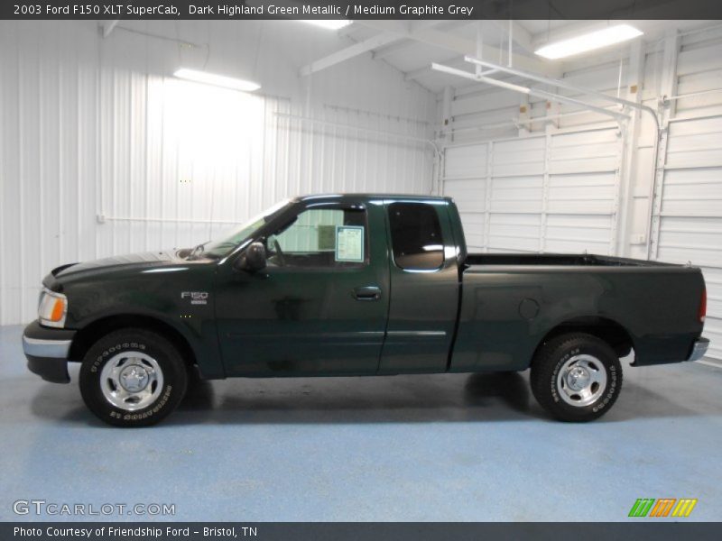 Dark Highland Green Metallic / Medium Graphite Grey 2003 Ford F150 XLT SuperCab