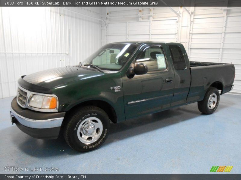 Dark Highland Green Metallic / Medium Graphite Grey 2003 Ford F150 XLT SuperCab