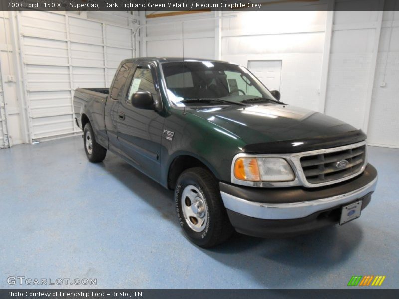 Dark Highland Green Metallic / Medium Graphite Grey 2003 Ford F150 XLT SuperCab