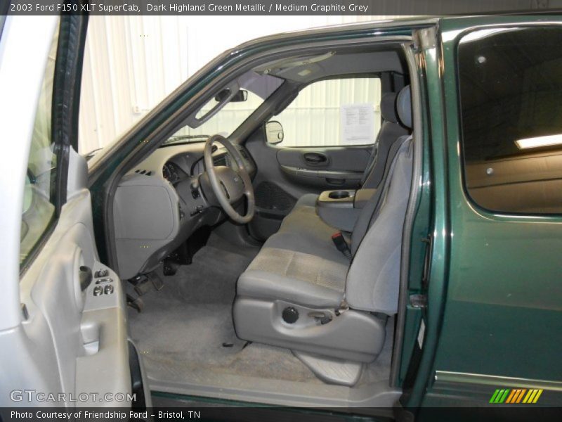 Dark Highland Green Metallic / Medium Graphite Grey 2003 Ford F150 XLT SuperCab