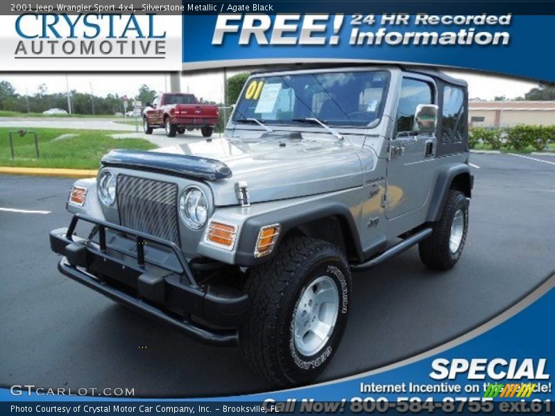 Silverstone Metallic / Agate Black 2001 Jeep Wrangler Sport 4x4