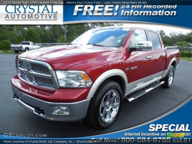 Inferno Red Crystal Pearl / Light Pebble Beige/Bark Brown 2010 Dodge Ram 1500 Laramie Crew Cab