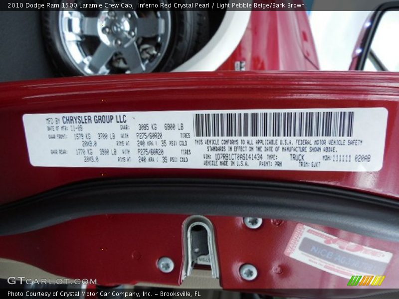 Inferno Red Crystal Pearl / Light Pebble Beige/Bark Brown 2010 Dodge Ram 1500 Laramie Crew Cab