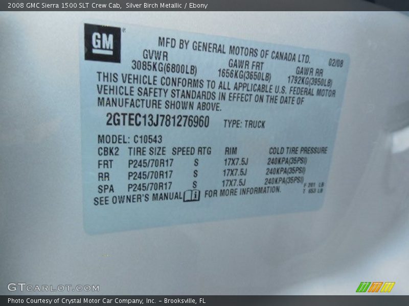 Silver Birch Metallic / Ebony 2008 GMC Sierra 1500 SLT Crew Cab