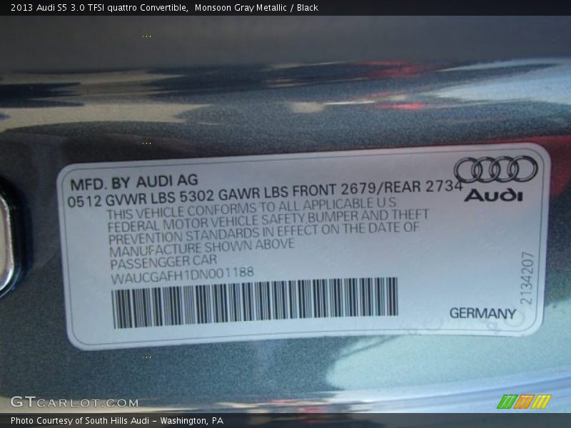Monsoon Gray Metallic / Black 2013 Audi S5 3.0 TFSI quattro Convertible