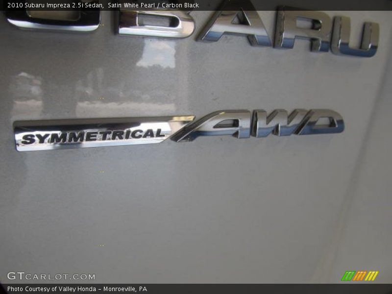 Satin White Pearl / Carbon Black 2010 Subaru Impreza 2.5i Sedan