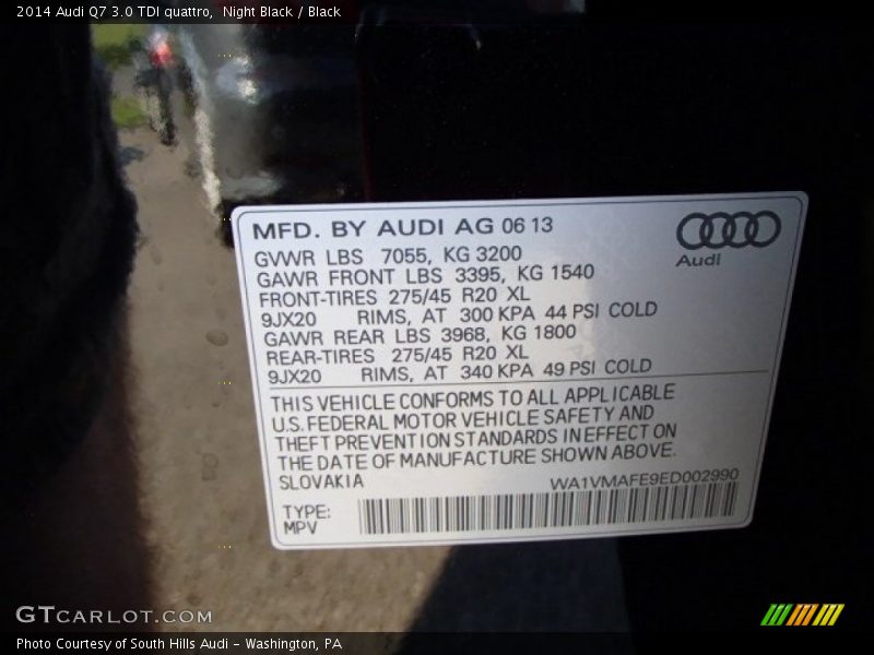 Night Black / Black 2014 Audi Q7 3.0 TDI quattro