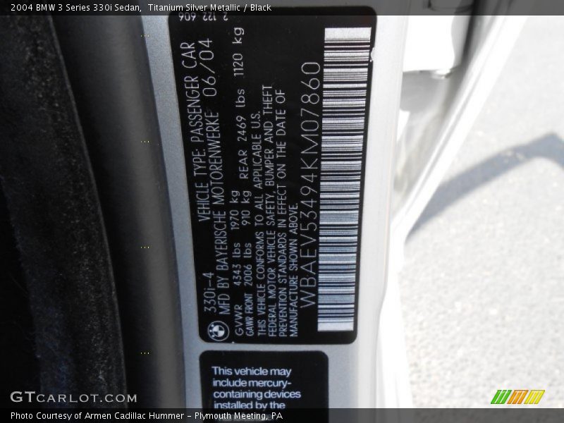 Titanium Silver Metallic / Black 2004 BMW 3 Series 330i Sedan