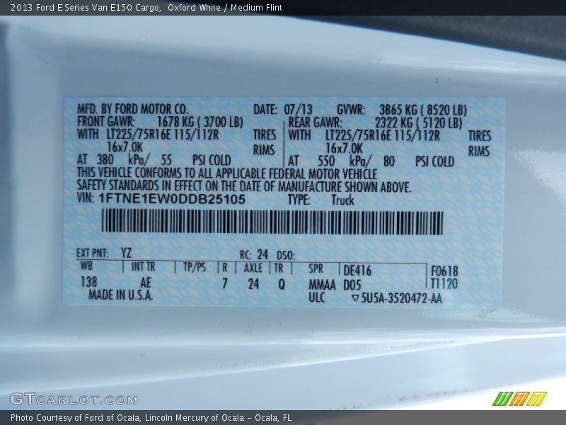 Oxford White / Medium Flint 2013 Ford E Series Van E150 Cargo