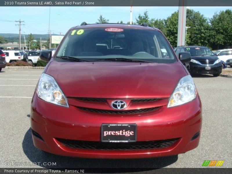 Salsa Red Pearl / Stone 2010 Toyota Sienna LE AWD