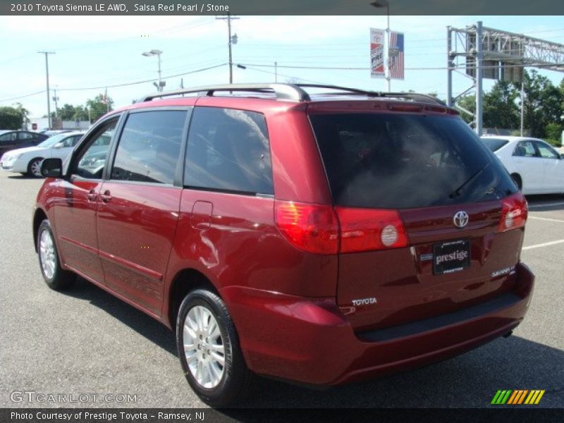 Salsa Red Pearl / Stone 2010 Toyota Sienna LE AWD