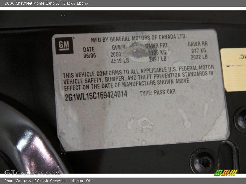 Black / Ebony 2006 Chevrolet Monte Carlo SS