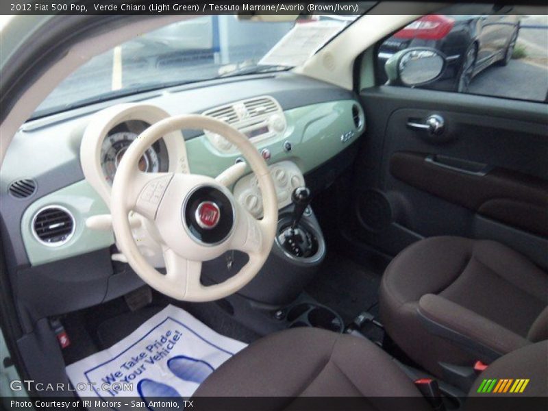 Verde Chiaro (Light Green) / Tessuto Marrone/Avorio (Brown/Ivory) 2012 Fiat 500 Pop
