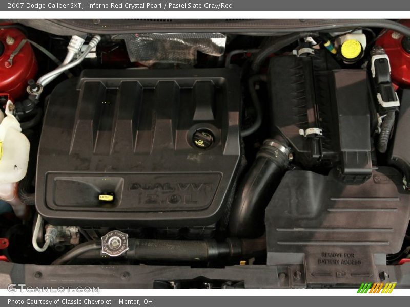 Inferno Red Crystal Pearl / Pastel Slate Gray/Red 2007 Dodge Caliber SXT