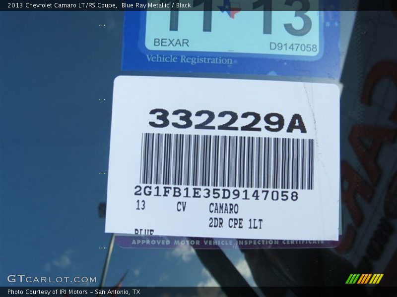 Blue Ray Metallic / Black 2013 Chevrolet Camaro LT/RS Coupe