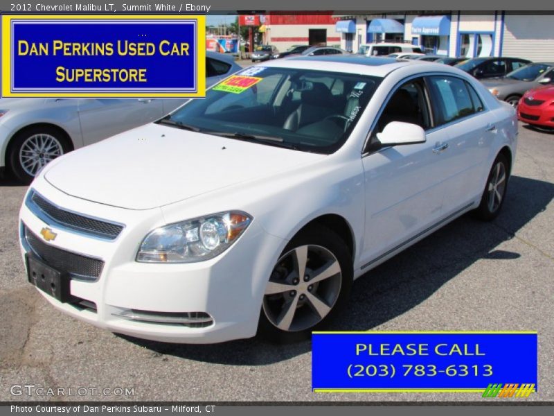 Summit White / Ebony 2012 Chevrolet Malibu LT