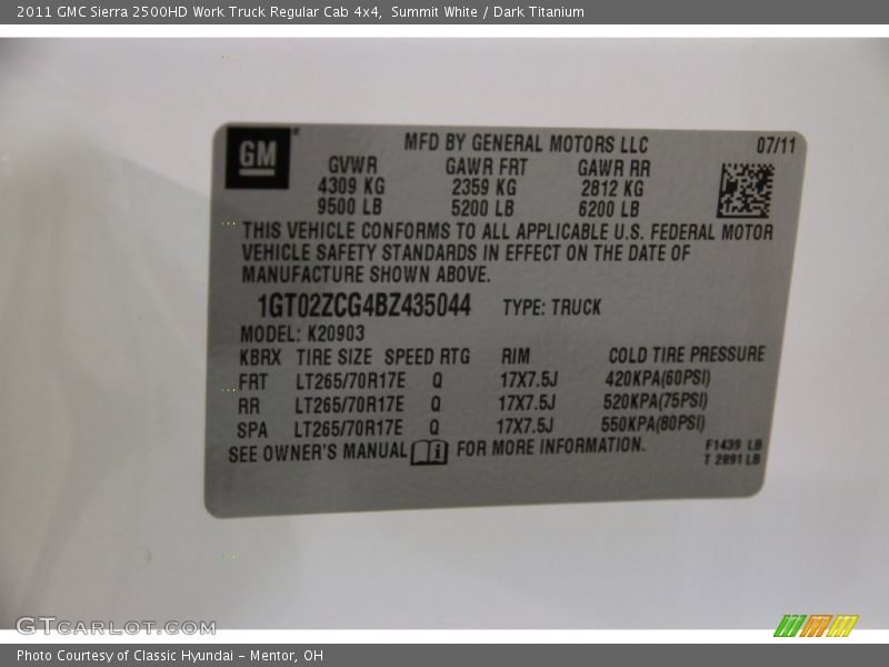 Summit White / Dark Titanium 2011 GMC Sierra 2500HD Work Truck Regular Cab 4x4