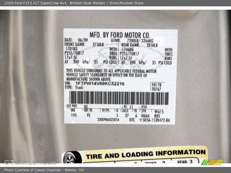Brilliant Silver Metallic / Stone/Medium Stone 2009 Ford F150 XLT SuperCrew 4x4