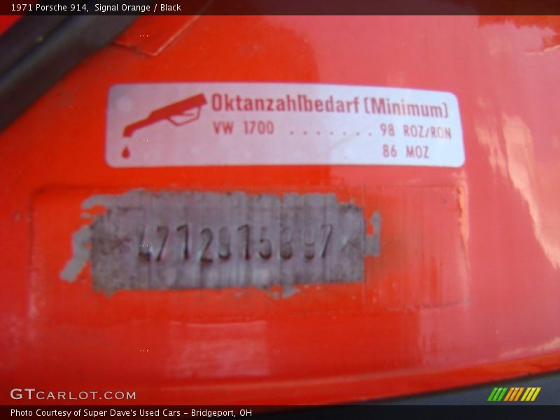 Info Tag of 1971 914 