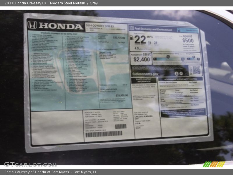 Modern Steel Metallic / Gray 2014 Honda Odyssey EX