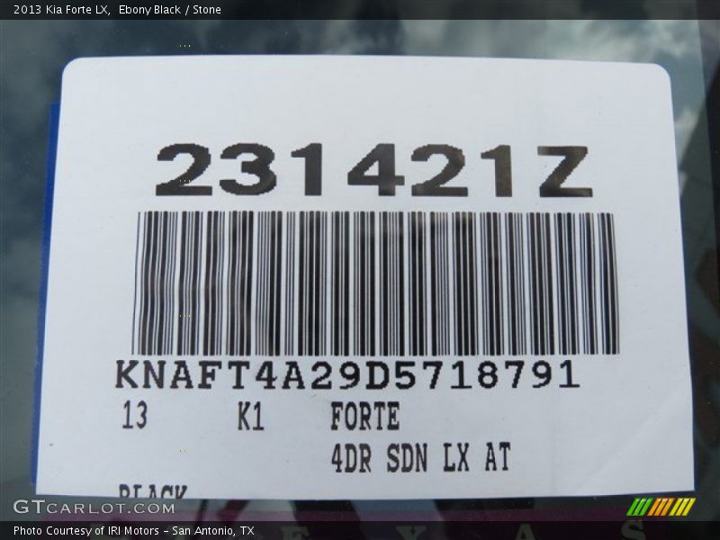Ebony Black / Stone 2013 Kia Forte LX