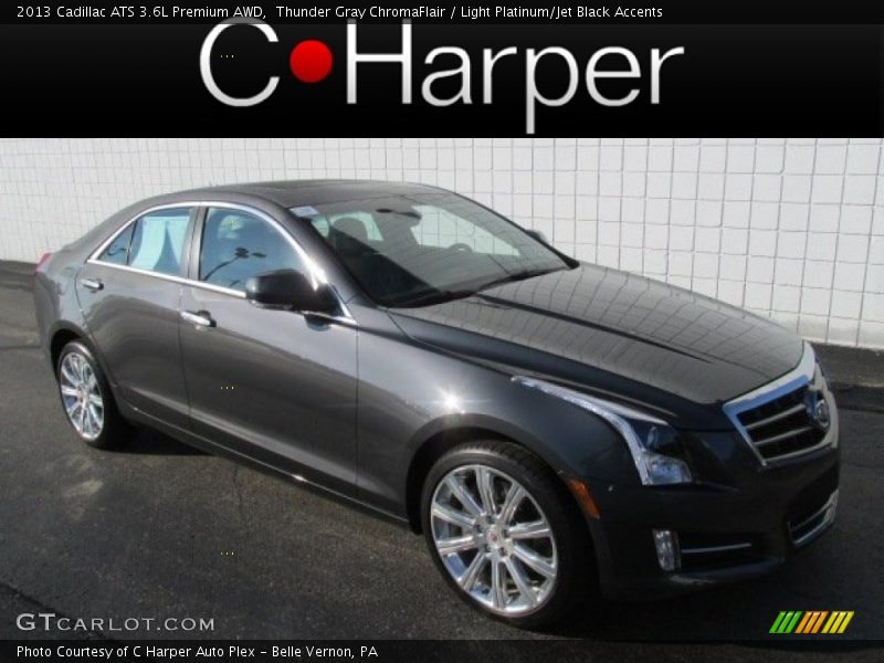 Thunder Gray ChromaFlair / Light Platinum/Jet Black Accents 2013 Cadillac ATS 3.6L Premium AWD