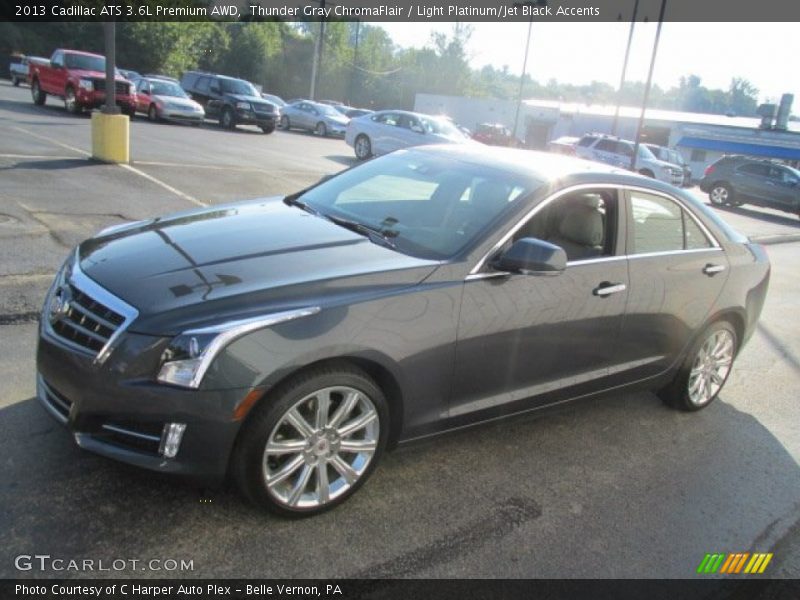 Thunder Gray ChromaFlair / Light Platinum/Jet Black Accents 2013 Cadillac ATS 3.6L Premium AWD