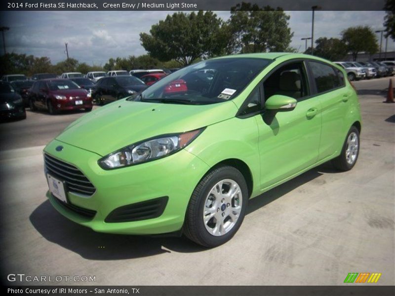 Green Envy / Medium Light Stone 2014 Ford Fiesta SE Hatchback