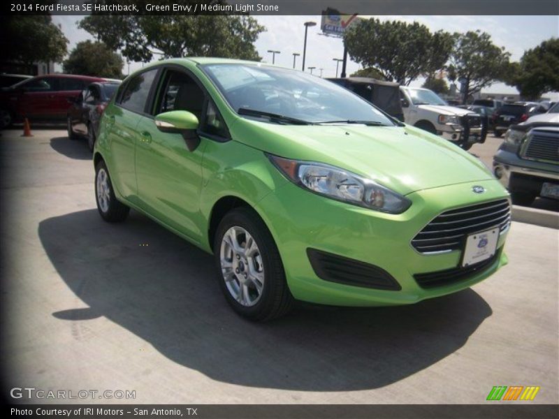Green Envy / Medium Light Stone 2014 Ford Fiesta SE Hatchback