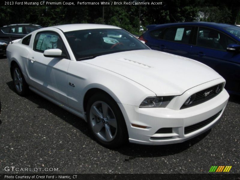 Performance White / Brick Red/Cashmere Accent 2013 Ford Mustang GT Premium Coupe