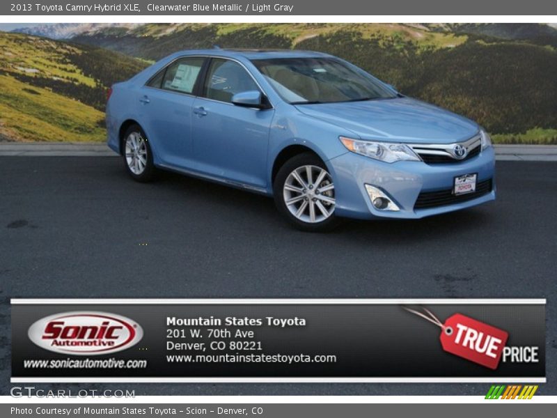 Clearwater Blue Metallic / Light Gray 2013 Toyota Camry Hybrid XLE