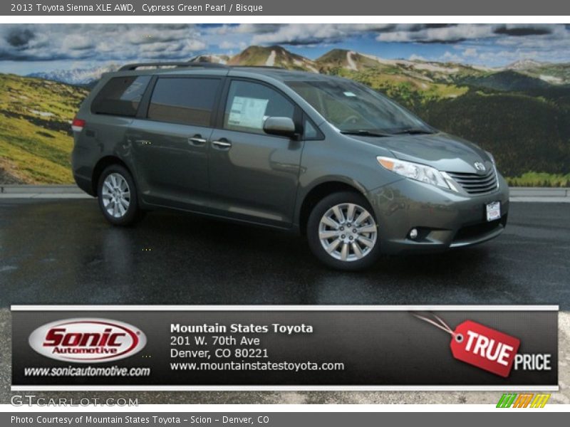 Cypress Green Pearl / Bisque 2013 Toyota Sienna XLE AWD
