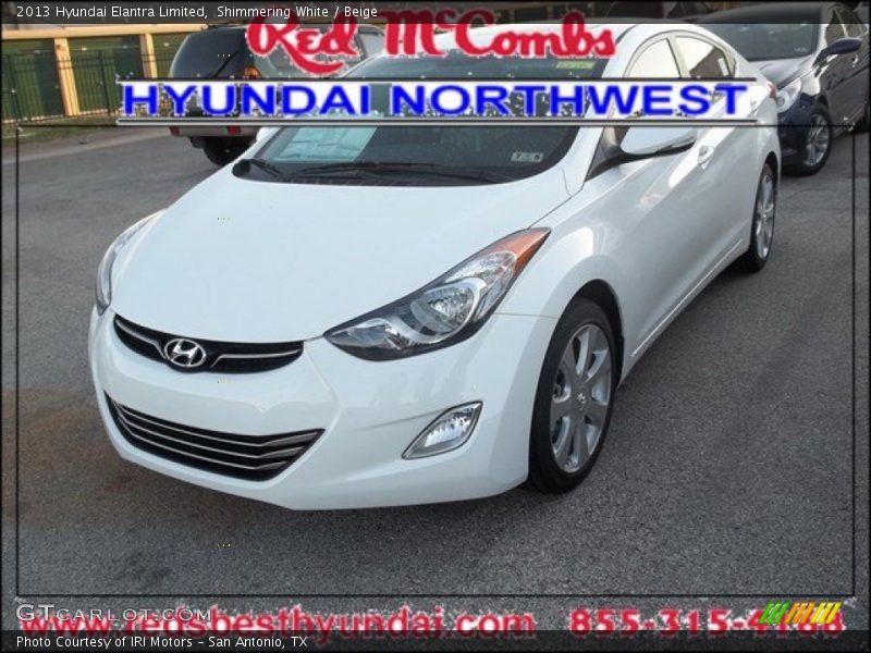 Shimmering White / Beige 2013 Hyundai Elantra Limited