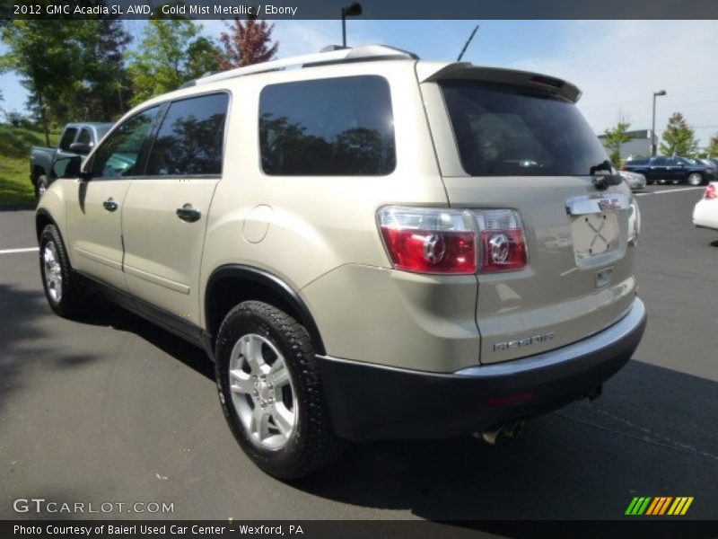 Gold Mist Metallic / Ebony 2012 GMC Acadia SL AWD