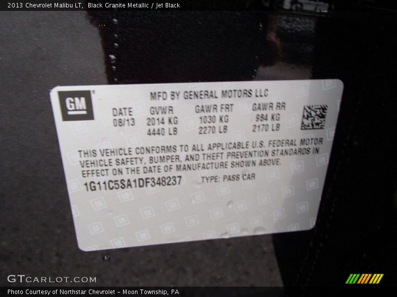 Black Granite Metallic / Jet Black 2013 Chevrolet Malibu LT